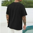 thumbnail image 4 of Mens Shirts Short Sleeve Round-Neck Independence Day Print Casual Shirts Black S, 4 of 5