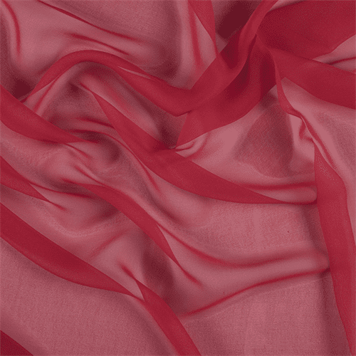 Bright Red Silk Chiffon, Fabric By the Yard