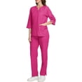 thumbnail image 7 of Minjewel Women's Short Sleeve Round Neck Scrubs for Women Set with Pockets, Breathable Scrub Set for Nurses, Caregivers & Medical Professionals,Hot Pink S, 7 of 7