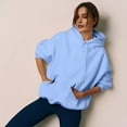 thumbnail image 2 of Women'S Casual Zip-Up Hoodie, Long Sleeve Loose Fit Pullover With Pockets, Soft Streetwear Sweatshirt For Everyday Wrm Rose And Olive Clothing College Outfits Shirts (XL, Sky Blue) ZMTing, 2 of 5