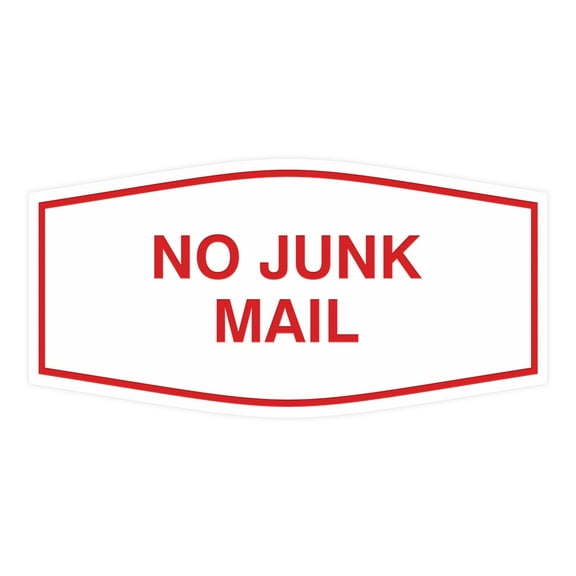Signs ByLITA Fancy No Junk Mail Sign (White/Red) - Large