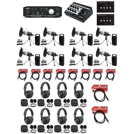 Mackie 8-Person Podcast Podcasting Recording Kit w/Mics+Stands+Headphones
