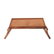 Home Basics Multi-Purpose Wooden Bed Tray With Carved Handles and Folding Legs, Pine