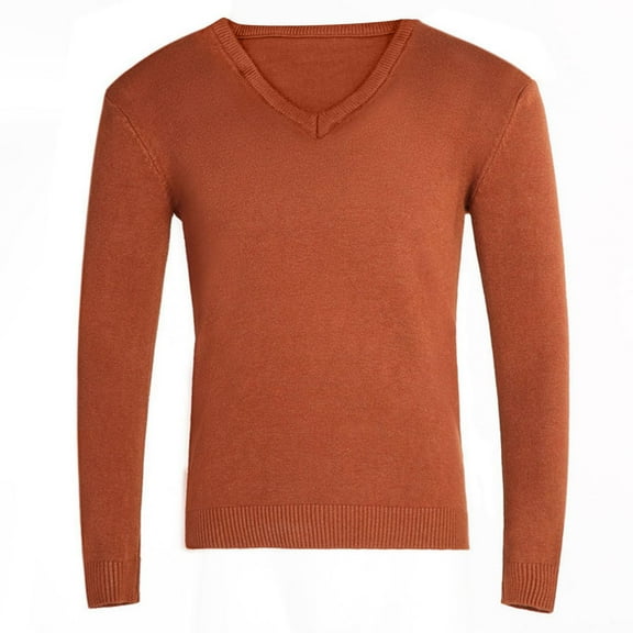 HomeGardon Sweaters for Men Fashiom Solid Color Intensification Warm V-Neck Shirt Sweater Blouse,M-XXXL