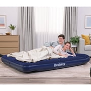 Bestway: Queen Flocked Air Bed - Blue - Inflatable Mattress, 80 x 60 x 8.5, Velvety Sleeping Surface, Coil Beam Support Construction, Indoor-Outdoor