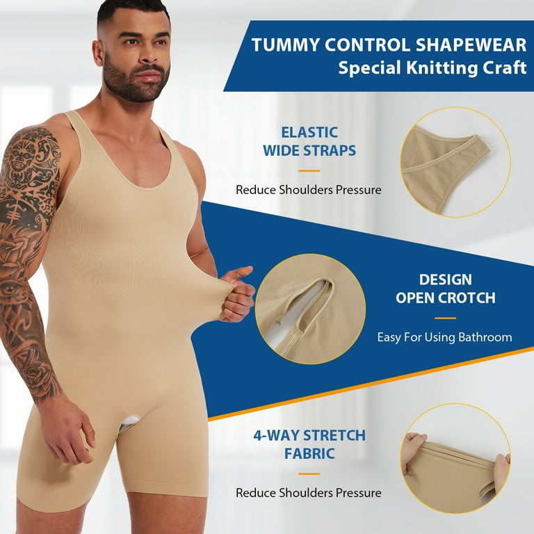 Mens Shapewear Tummy Control Bodysuit Waist Trainer Full Body Shaper Fajas Compression Shorts Slim Belly Walmart