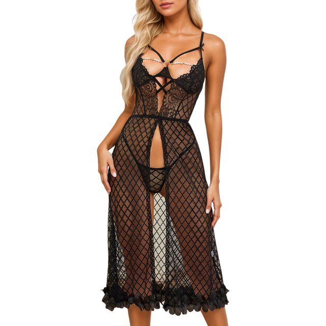 Lingerie Aguichant en Résille pour Femmes Bodystocking Extensible en Maille Transparente Justaucorps pour les Nuits