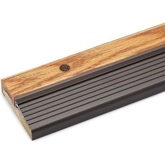 Oak & Aluminum Adjustable Threshold 3 5/8" Wide Adjustable from 1 1/8" to 1 1/2" High (72" Long Brown)