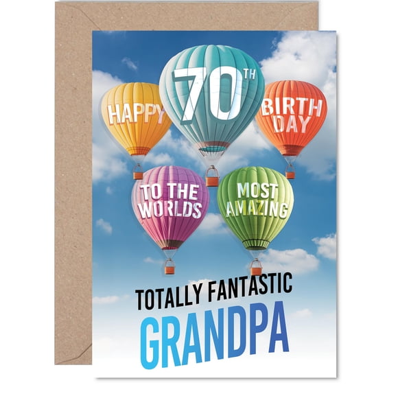 Tarjeta de cumpleaños Giftzie 70 años para abuelo con globos aerostáticos