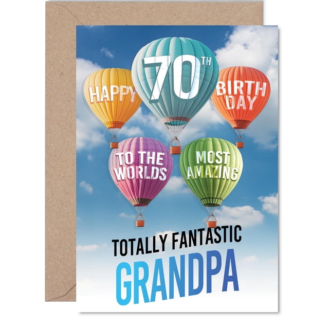 Tarjeta de cumpleaños Giftzie 70 años para abuelo con globos aerostáticos