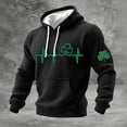 thumbnail image 1 of Ceisia Men's St. Patrick's Day EKG Four-Leaf Clover Hoodie | Waffle Knit Slim Long-Sleeve Casual Sweatshirt Gift, 1 of 3