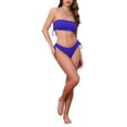 thumbnail image 2 of INSPIRE CHIC Women's Bandeau Drawstring Side Tie Ribbed Bikini Sets 2 Piece Strapless Top Triangle Bottom Swimwear Bathing Suits X-Small Royal Blue, 2 of 5