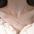 thumbnail image 2 of Janrevotw Double Necklace Female Simple Design Sense Niche Net Red Temperament Cold Wind Collarbone Chain New With Diamond Butterfly, 2 of 2