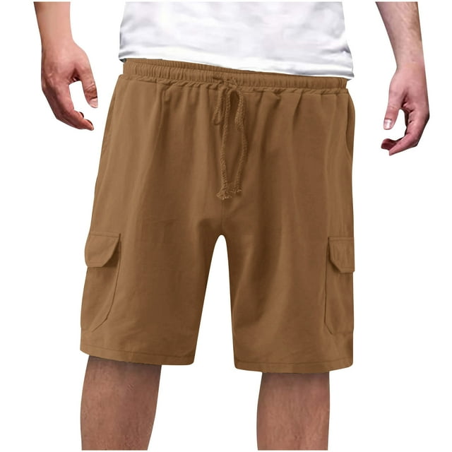 Dagugfen Cargo Shorts for Men Elastic Waist Drawstring Loose Outdoor Running Sports Shorts with Pockets