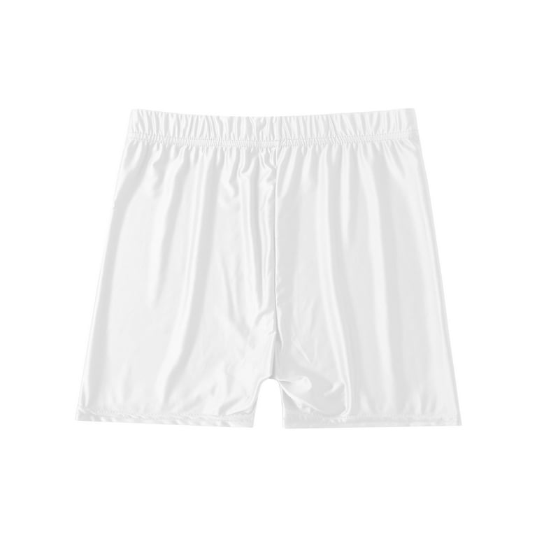 Haitryli Women Glossy Sports Midi Waist Booty Shorts Swim Workout