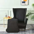 thumbnail image 4 of Topchances Jacquard Wingback Chair Slipcovers 2-Piece Stretch Spandex, Black, 4 of 7