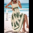 thumbnail image 4 of Vestido Bohemio con Cuello Cuadrado para Mujer, Informal, para y Verano, para Vacaciones en la Playa 2025 y Verde L, 4 of 8