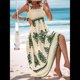 thumbnail image 4 of Vestido Bohemio con Cuello Cuadrado para Mujer, Informal, para y Verano, para Vacaciones en la Playa 2025 y Verde XXL, 4 of 8