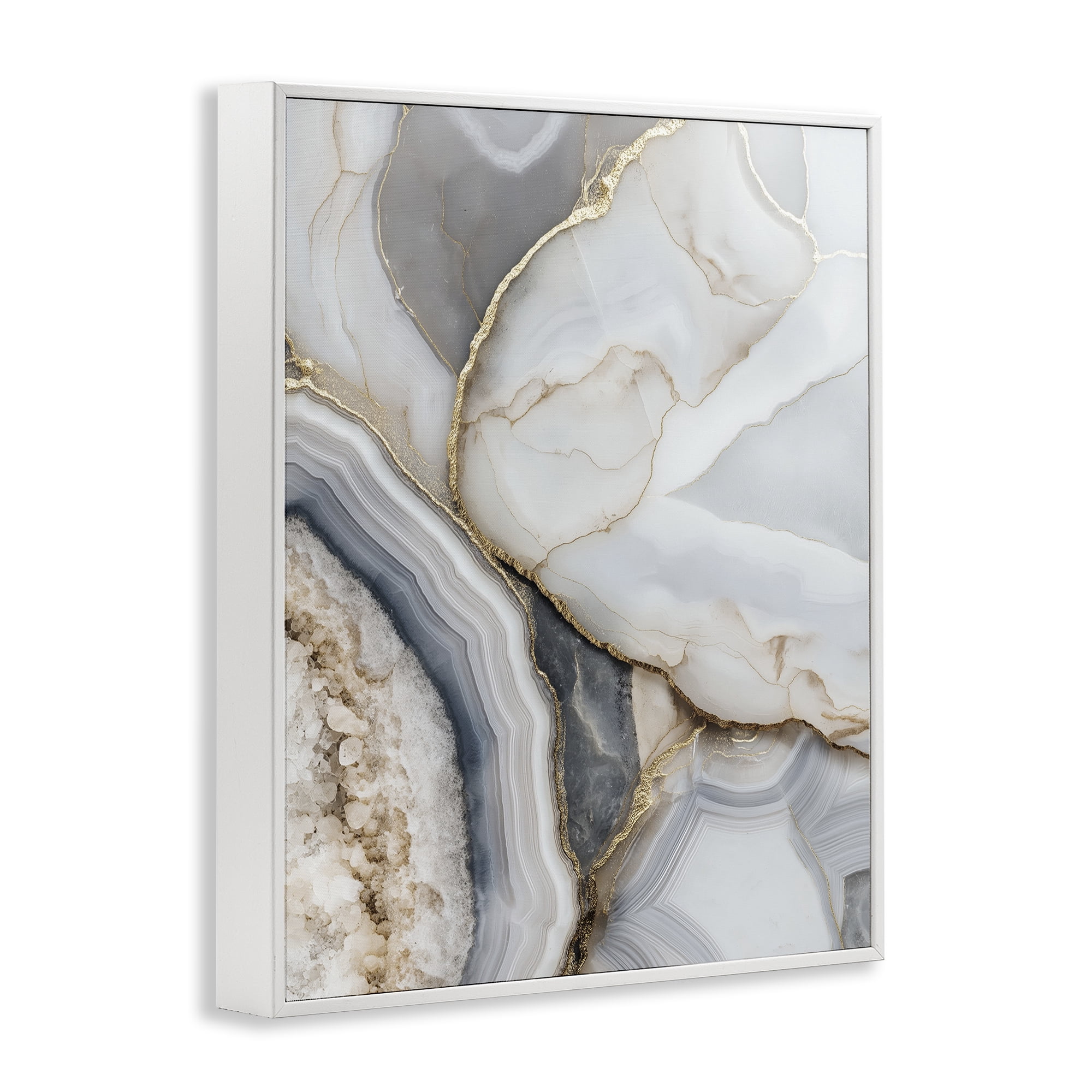 Stupell Industries Mineral Elegance Granite White Framed Giclee Art, design by Svetlana Aleynikova