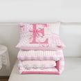 thumbnail image 5 of Erosebridal Pink Initial Letter E Kids Twin Comforter Sets,Geometric Checkered Cute Bows Bedding Set For Girls,Pink Reversible,2 Pieces, 5 of 7