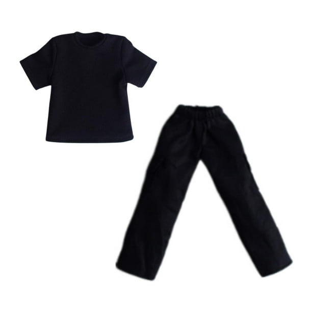 1/12 pantalones de muñecas y ropa superior vestida de cosplay mini pierna ancha pantalón largo para figuras de acción masculina de 6 pulgadas con camisa