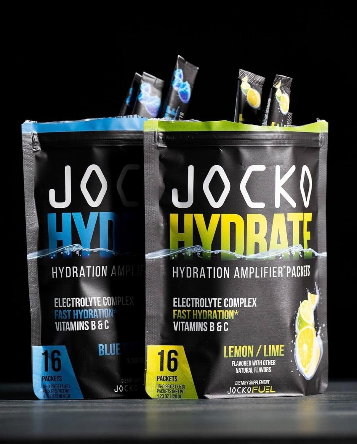 Jocko Fuel Hydrate Electrolytes Powder Packets - No Sugar, 16 Packets (Blue Raspberry)