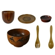 unbranded 6pcs Japanese Wooden Tableware Cutlery Kitchen Food Serving Accessories