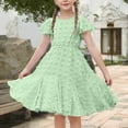 thumbnail image 5 of ZACPNCV Girl's Summer Dresses Smocked Flutter Sleeve A Line Sundresses Swing Mini Casual Party Dresses Green 9-10 Years, 5 of 9