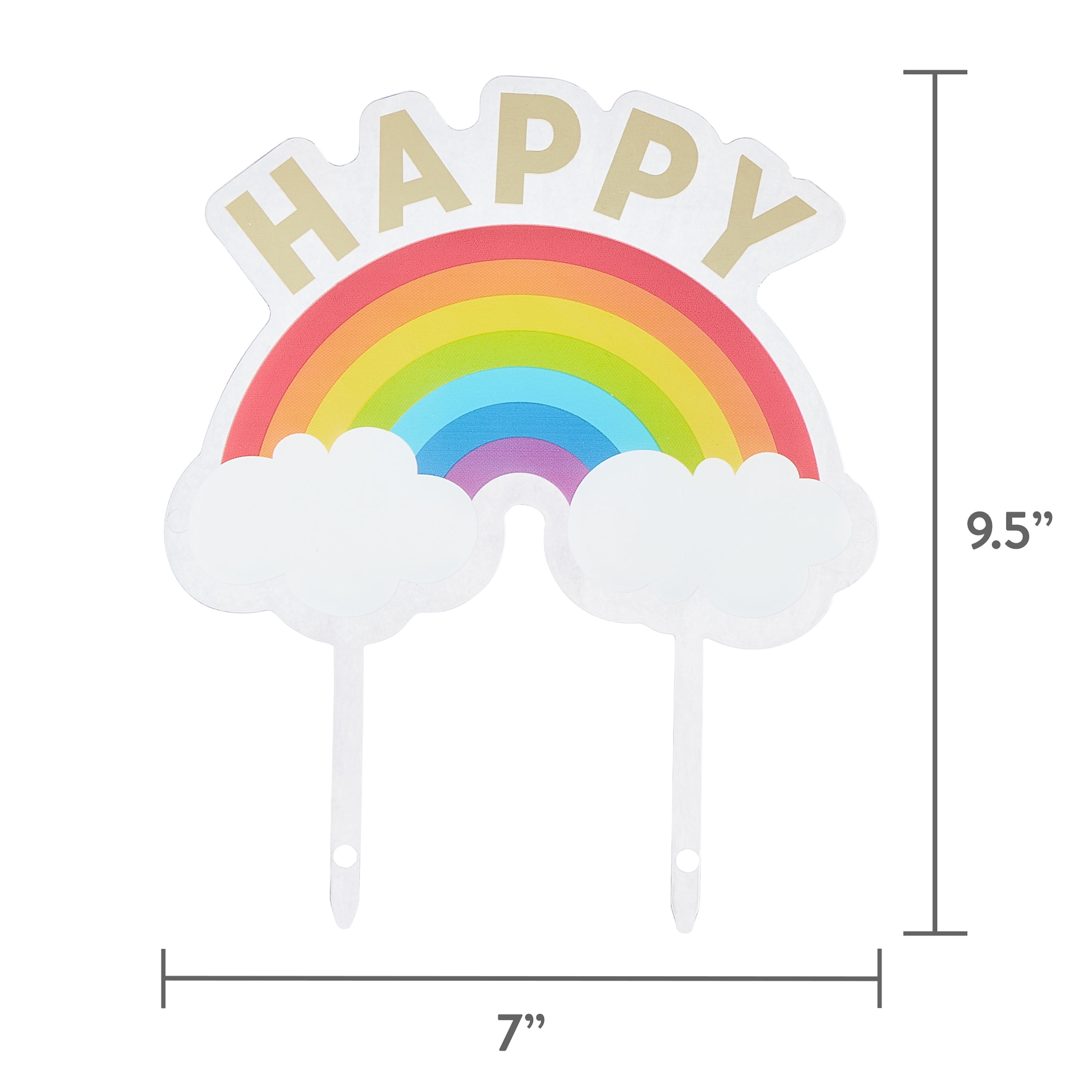 Rainbow Cloud Happy Birthday Cake Toppers, 2 Pieces, by Way To Celebrate