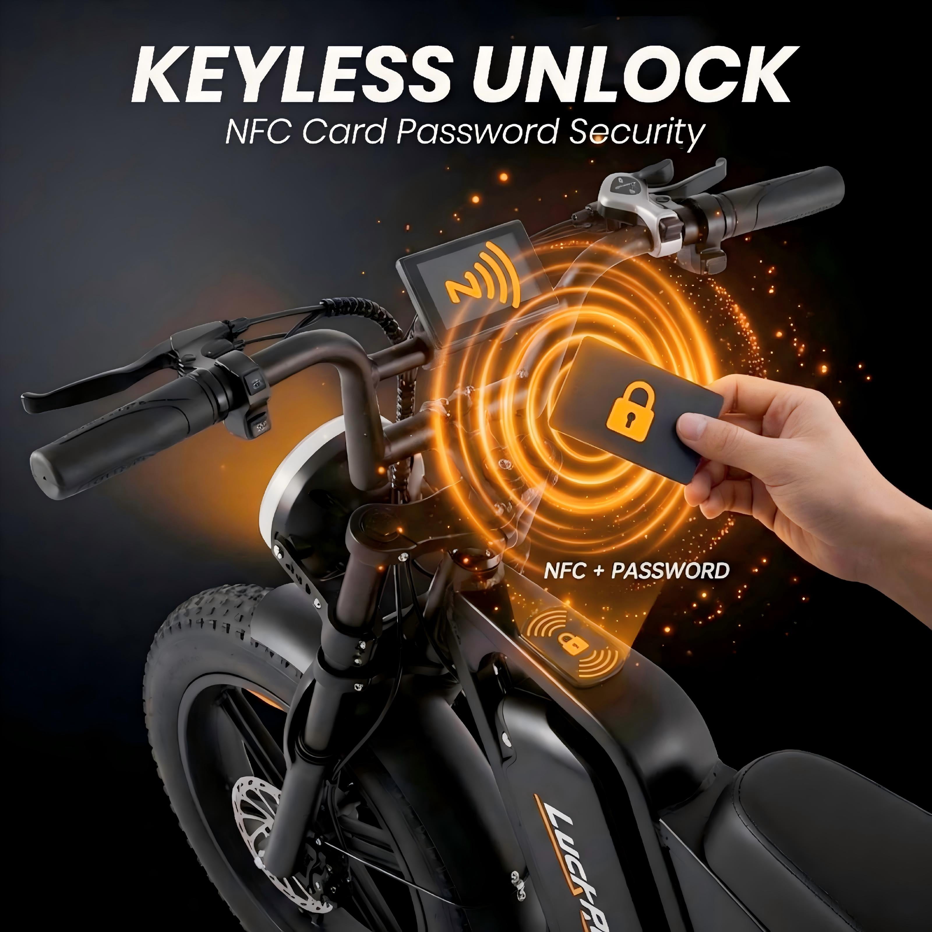 Electric Bike for Adults with NFC & Password Unlock,2000W 48V 25Ah Electric Motorcycle,80-60 Miles Range,20" Fat Tire Electric Dirt Bike UL2849
