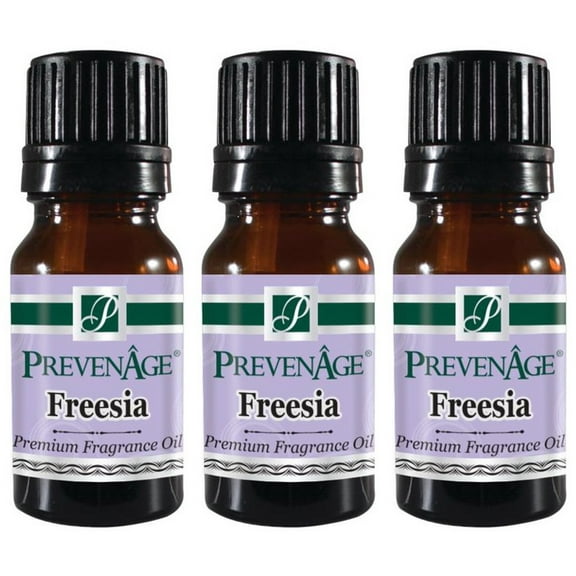 Freesia Fragrance Oil Pack of 3 Aromatic Premium Grade Scented Perfume Oil 10 mL / .33 Oz by Prevenage - Set of 3