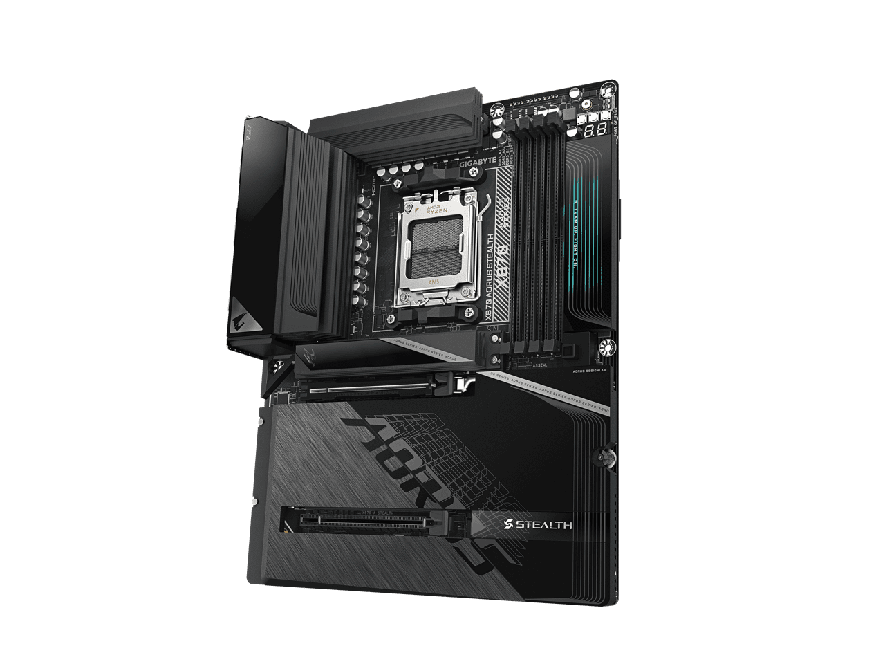 GIGABYTE X870 AORUS STEALTH AMD AM5 ATX Motherboard, Supports AMD Ryzen 9000/8000/7000 Series, DDR5, 16+2+2 Power Phase, 4x M.2, PCIe 5.0, USB4, WIFI7, 5 GbE, PCIe EZ-Latch Plus, 5-Year Warranty
