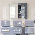 thumbnail image 3 of 36 X 28 Inch LED Lighted Bathroom Medicine Cabinet with Mirror, Wall Mount Bathroom Mirror Cabinet with Dimmable, Defogger, Memory Function, 3 Solid Wood Shelves, Ample Storage Space, Lavender, 3 of 11