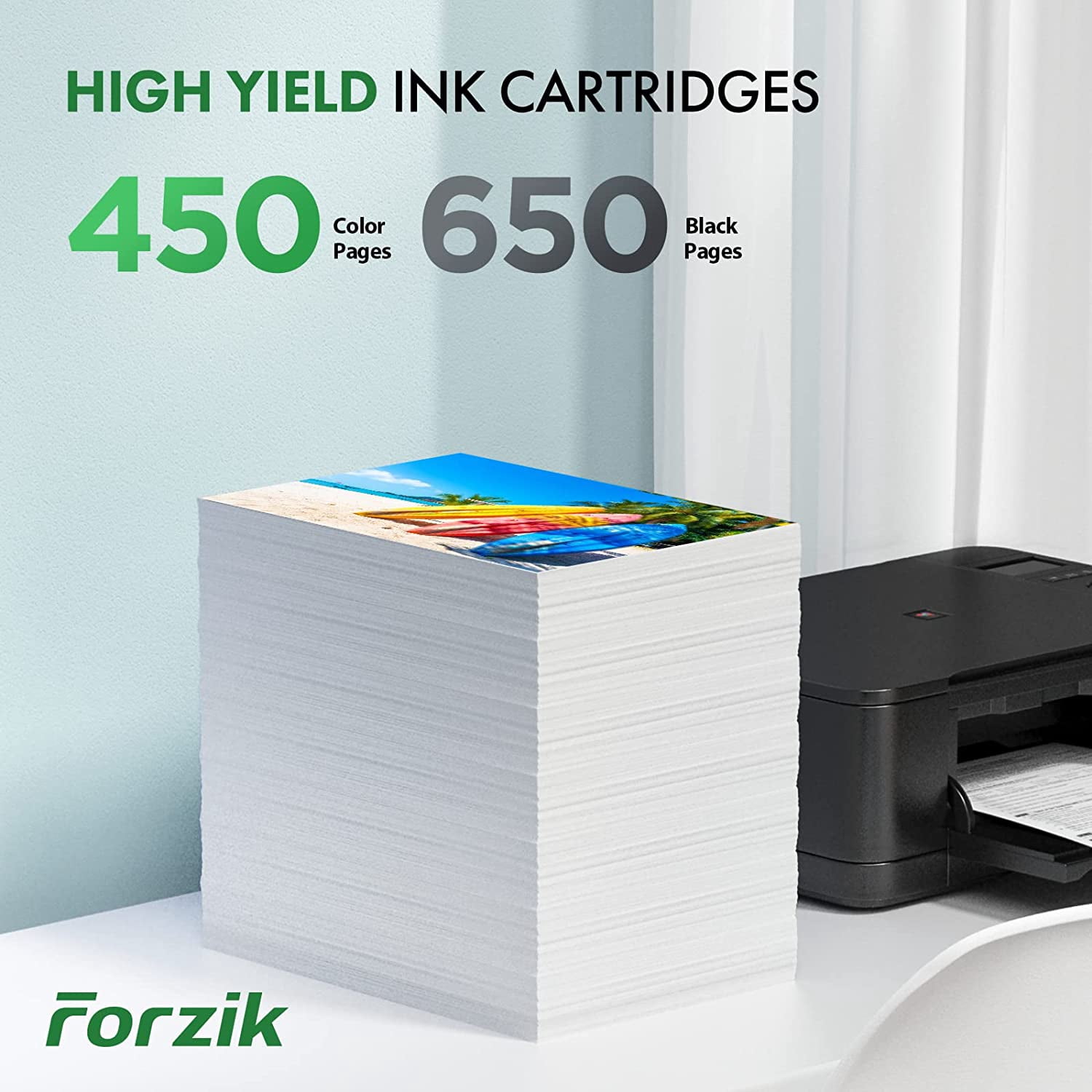 Forzik Ink Cartridges Replacement for HP Ink 65 65XL Black and Color Combo Pack Works with AMP 100 120