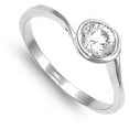 thumbnail image 4 of Round Bezel White CZ Solitaire Wedding Ring .925 Sterling Silver Band Jewelry Female Size 5, 4 of 4