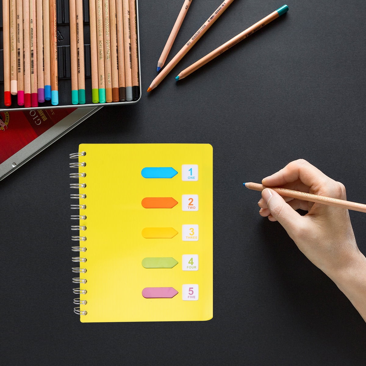 unbranded 2pcs Side-spiral Notebooks Thicken Notepad Category Notepad Students Stationery for Diary Journal Travel (A5 Middle Size Yellow)