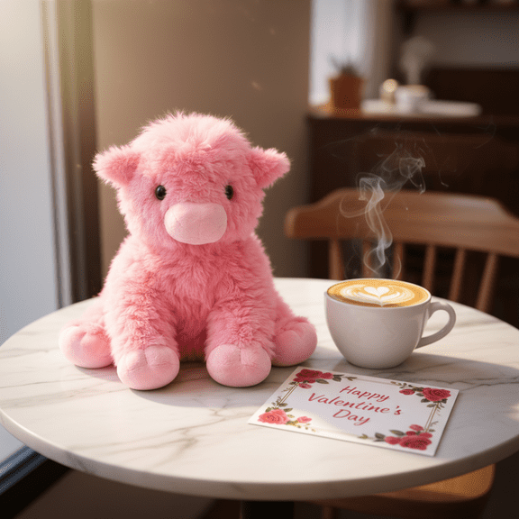 Valentines Special Pink Cow Plush: 20 Inch Large Highland Cow Stuffed Animal with Cute Horns