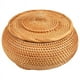 thumbnail image 1 of Cesta de almacenamiento tejida a mano de ratán con tapa redonda de colores primarios, caja para aperitivos y té de China, 1 of 4