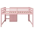 thumbnail image 5 of Mirightone Full Size Low Loft Bed with Desk and Storage Cabinets，Low Loft Bed with Bookcase for Girls Boys, Pink, 5 of 7