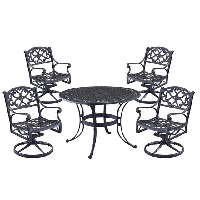 Homestyles Sanibel Ensemble de Salle à Manger Extérieur en Aluminium 5 Pcs Noir