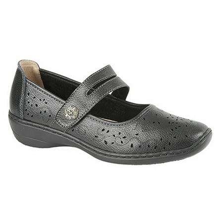 Boulevard Womens Touch Fastening Perforated Bar Casual Leather Shoes