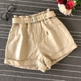 thumbnail image 5 of Pantalones cortos de piel de oveja para mujer, pantalones cortos de pierna ancha de cuero auténtico,, 5 of 5
