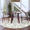 thumbnail image 3 of Green Leaves Round Area Rug 7Ft Washable Circle Rugs for Dorm Laundry Room, Summer Botanical Elegant Farmhouse Non-Slip Carpet Floor Mats Indoor Outdoor Carpet Runner Aesthetic Home Decor, 3 of 8