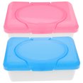 thumbnail image 3 of Caja de pañuelos reutilizable para el hogar, a prueba de polvo, para escritorio, organizador de toallitas húmedas (rosa y azul), 2 unidades, 3 of 8