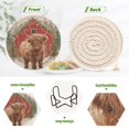 thumbnail image 7 of 6 Pcs Drink Coasters with Holder 3.94in Woven Coasters for Drinks Cute Highland Cow Pattern Coaster Set for Protection Table, 7 of 7