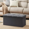 thumbnail image 5 of 30" Storage Ottoman, Linen Fabric Footrest Stool, 80L Storage Bench, Foldable Ottomans Foot Rest, Footstool Bench for Living Room Bedroom Entryway Stool Gray 30*15*15in, 5 of 9