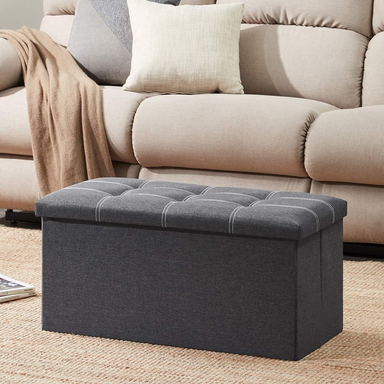 Cshidworld 30" Linen Storage Ottoman Bench in Gray photo 4