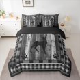 thumbnail image 3 of Homewish Rustic Moose Deer Twin Bedding Sets 7-Piece for Adult, Grey Wooden Plank Bedding Comforter Set, Vintage Checkered Buffalo Reversible Sheet Sets, Breathable Home Decor, 3 of 8