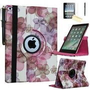 JYtrend Smart Case for iPad 2nd/ 3rd/4th Generation, Rotating Stand Magnetic Wake Up/Sleep Cover for iPad 2/3/4 A1395 A1396 A1397 A1403 A1416 A1430 A1458 A1459 A1460 (Pink Flower)