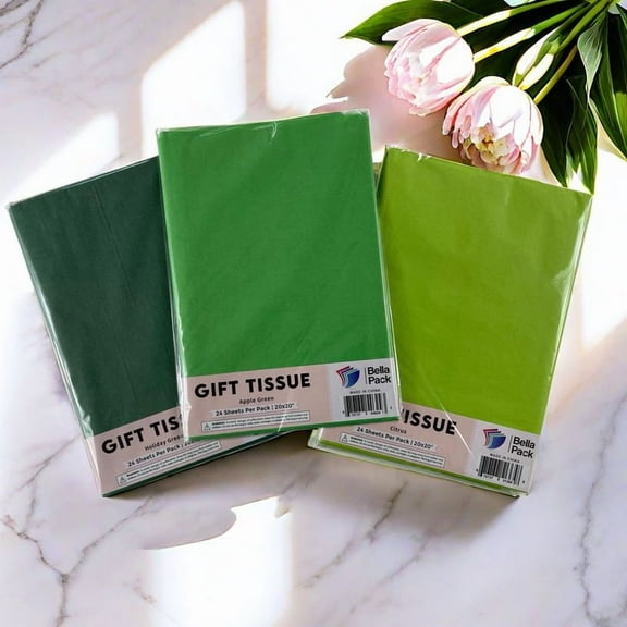 Green Series Tissue Paper Collection Set, 20 x 20 Inches, 72 Sheets